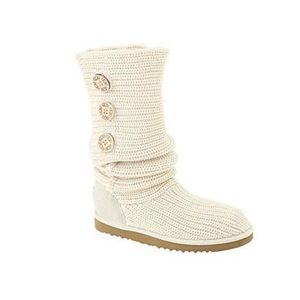 UGG Women's Classic Cardy cream cable knit boot